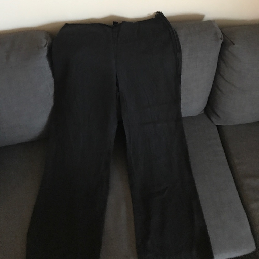 Black full length linen pants