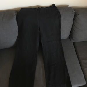 Black full length linen pants