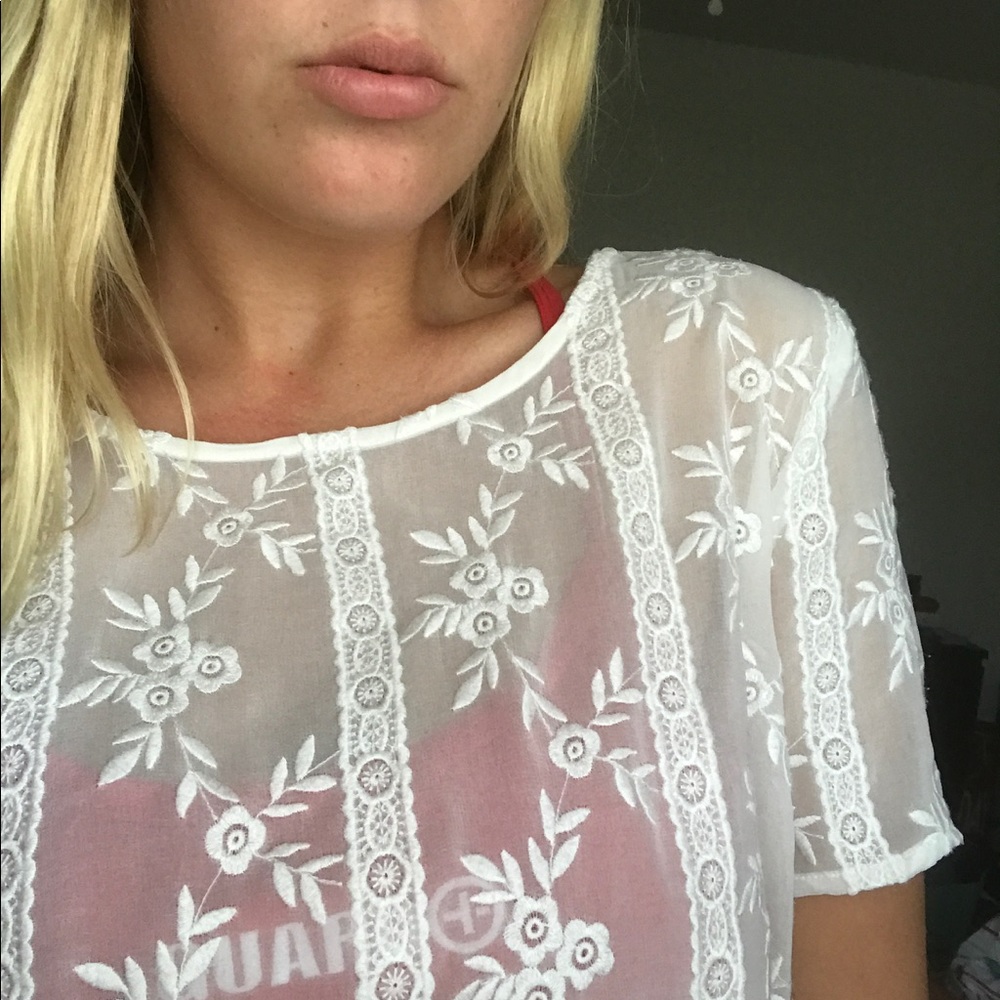 white lace shirt