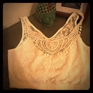 Lace crop top, vanilla color