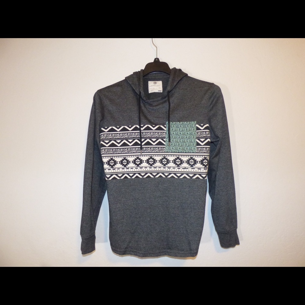 On The Byas Tribal Hoodie w/ Turquoise pocket!
