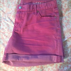 Pink boyfriend jean shorts