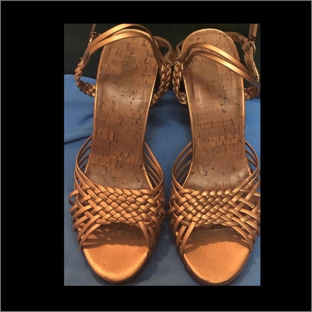 🔥Bronze Woven Strappy Heels