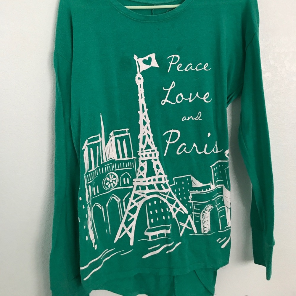 Kids Paris green long sleeve