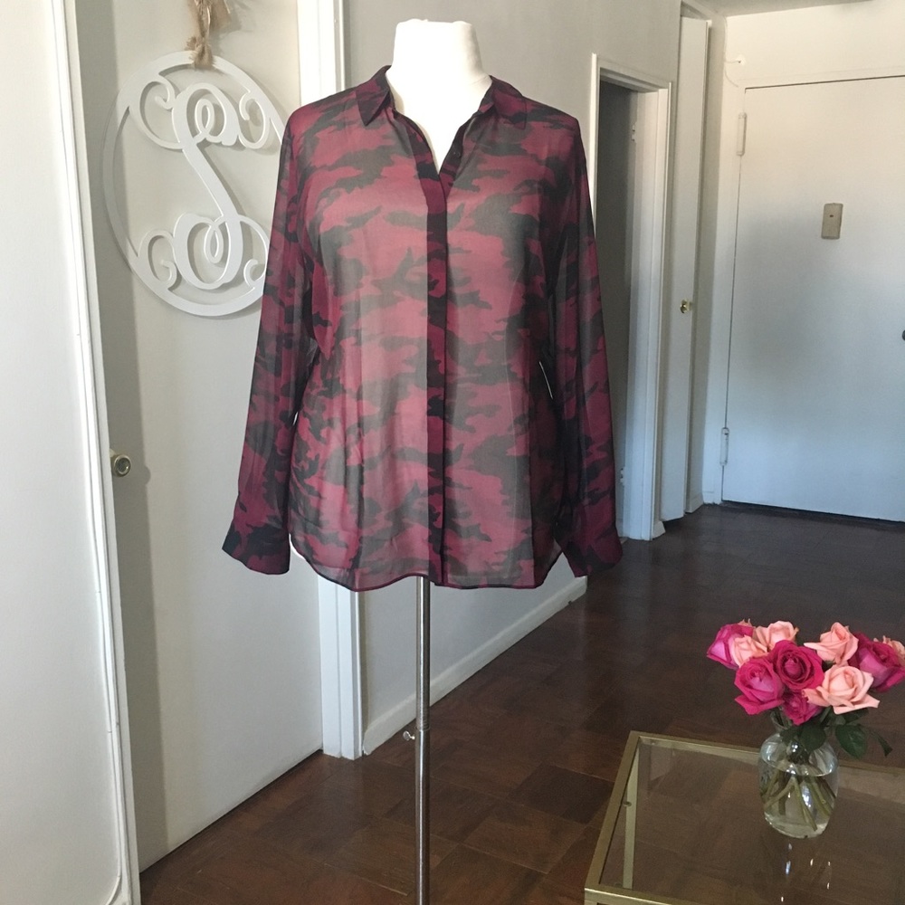 Sheer Lane Bryant Maroon & Black Top - Size 26/28