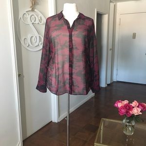 Sheer Lane Bryant Maroon & Black Top - Size 26/28