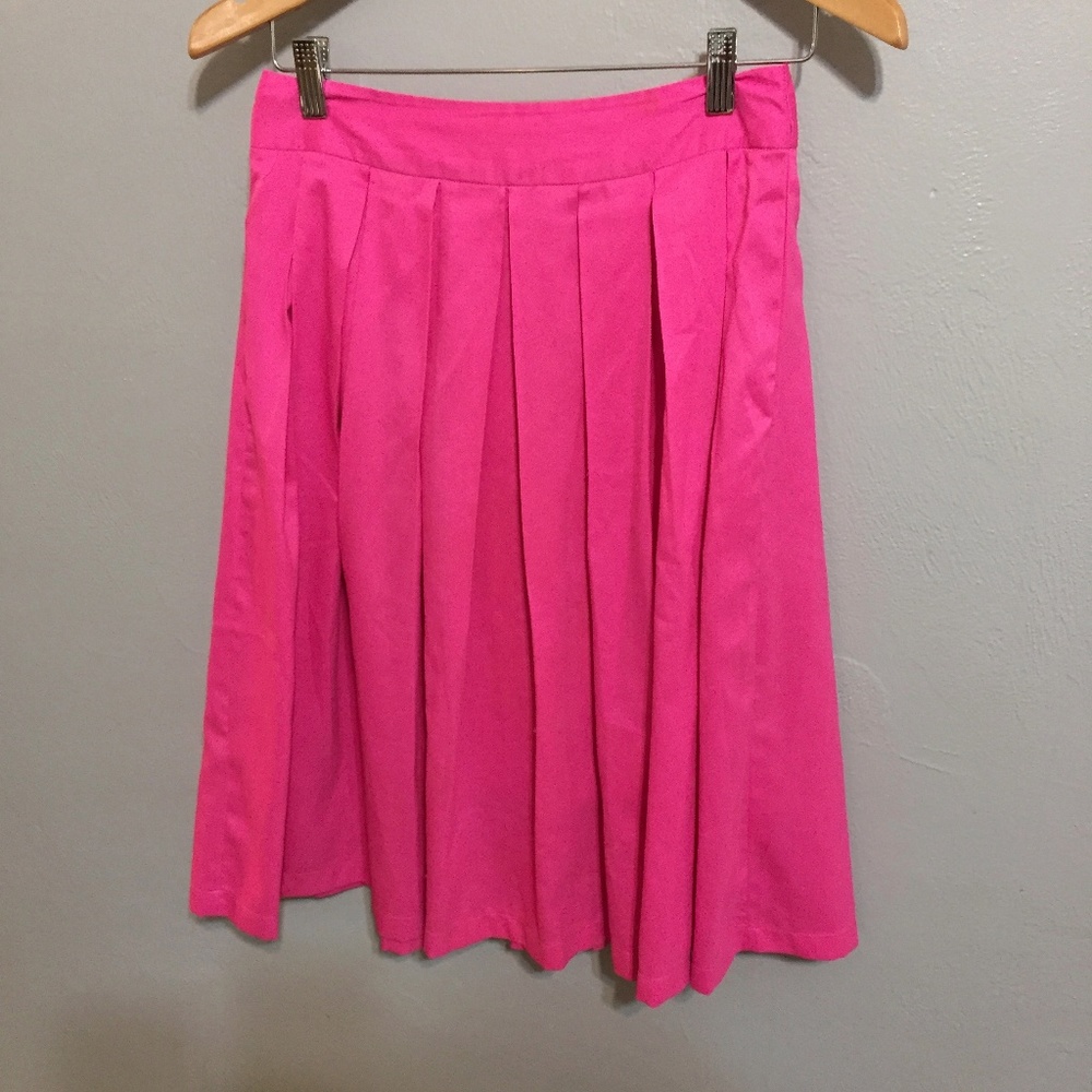 Pink Pleated A-Line Skirt