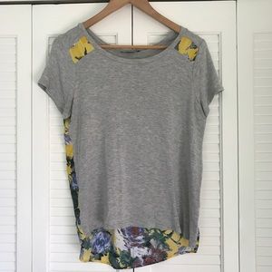 Papermoon / Stitch Fix grey & floral tee, size M