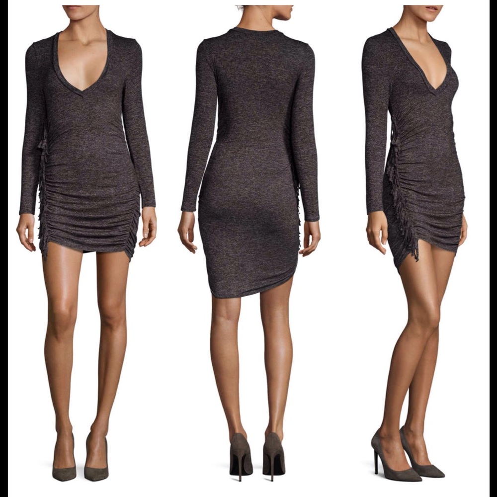 Riller & Fount Reese Ruched Fringe Mini Dress Sz 2