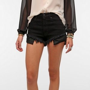 BDG high/low black denim shorts!