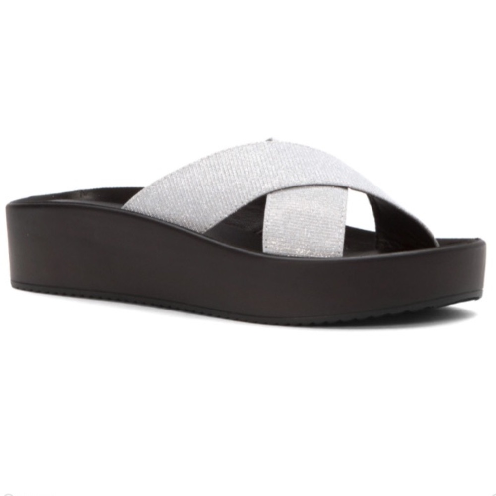 Silver Slide Sandals NEW In Box