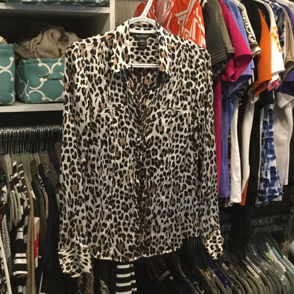 WHBM Animal Print Silk Blouse