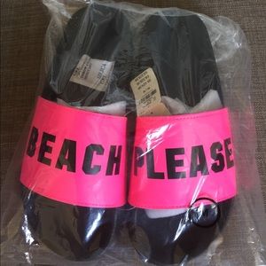 Pink "beach please" sandals
