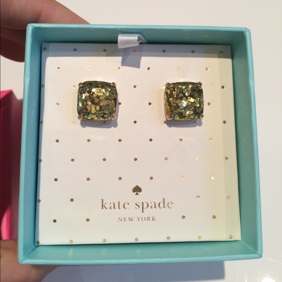 Kate Spade Gold Glitter 12K Fill Stud Earrings - Picture 2 of 5