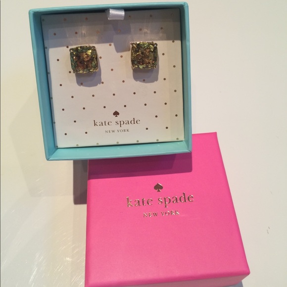 Kate Spade Gold Glitter 12K Fill Stud Earrings - Picture 3 of 5