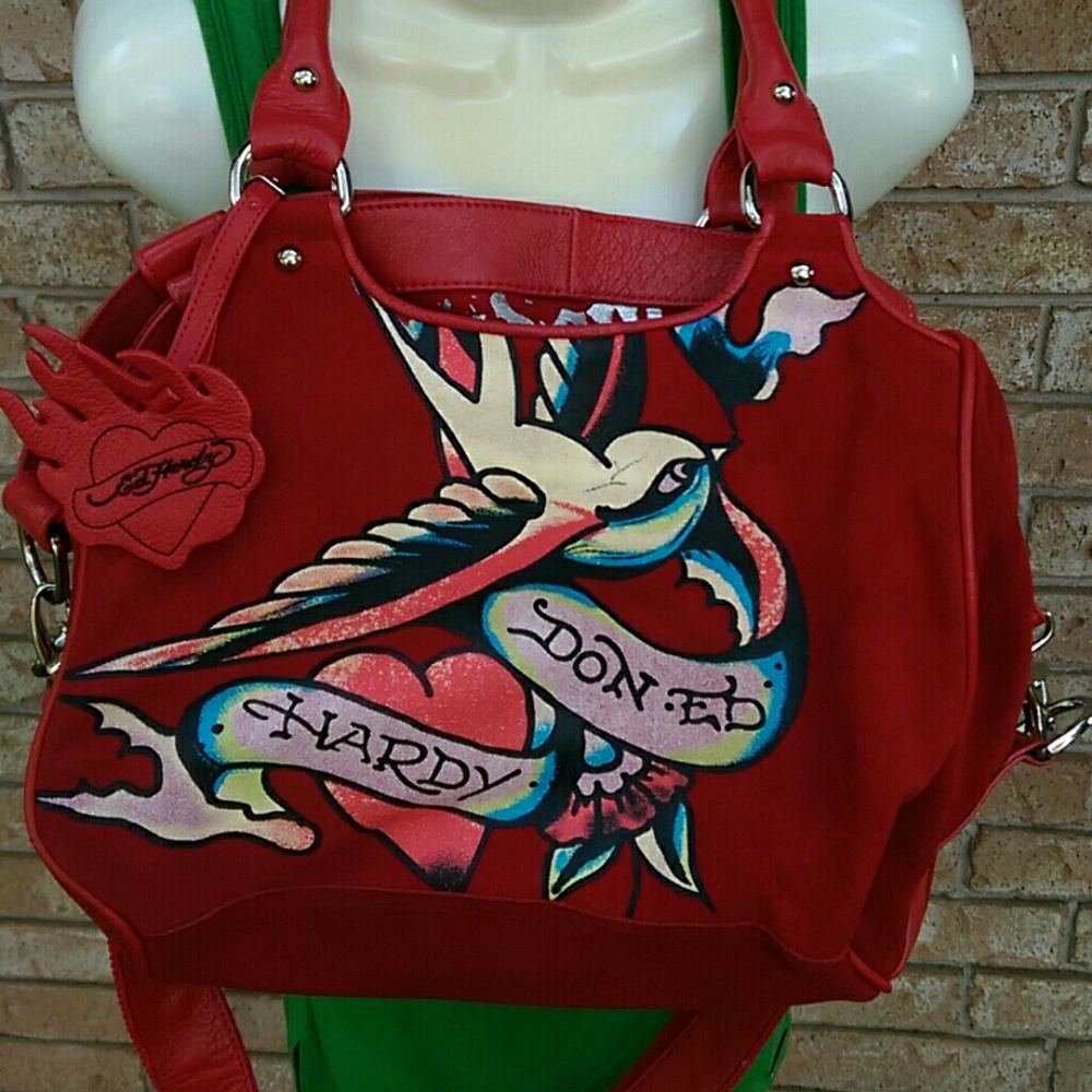 NWOT Ed Hardy Red Suede Purse