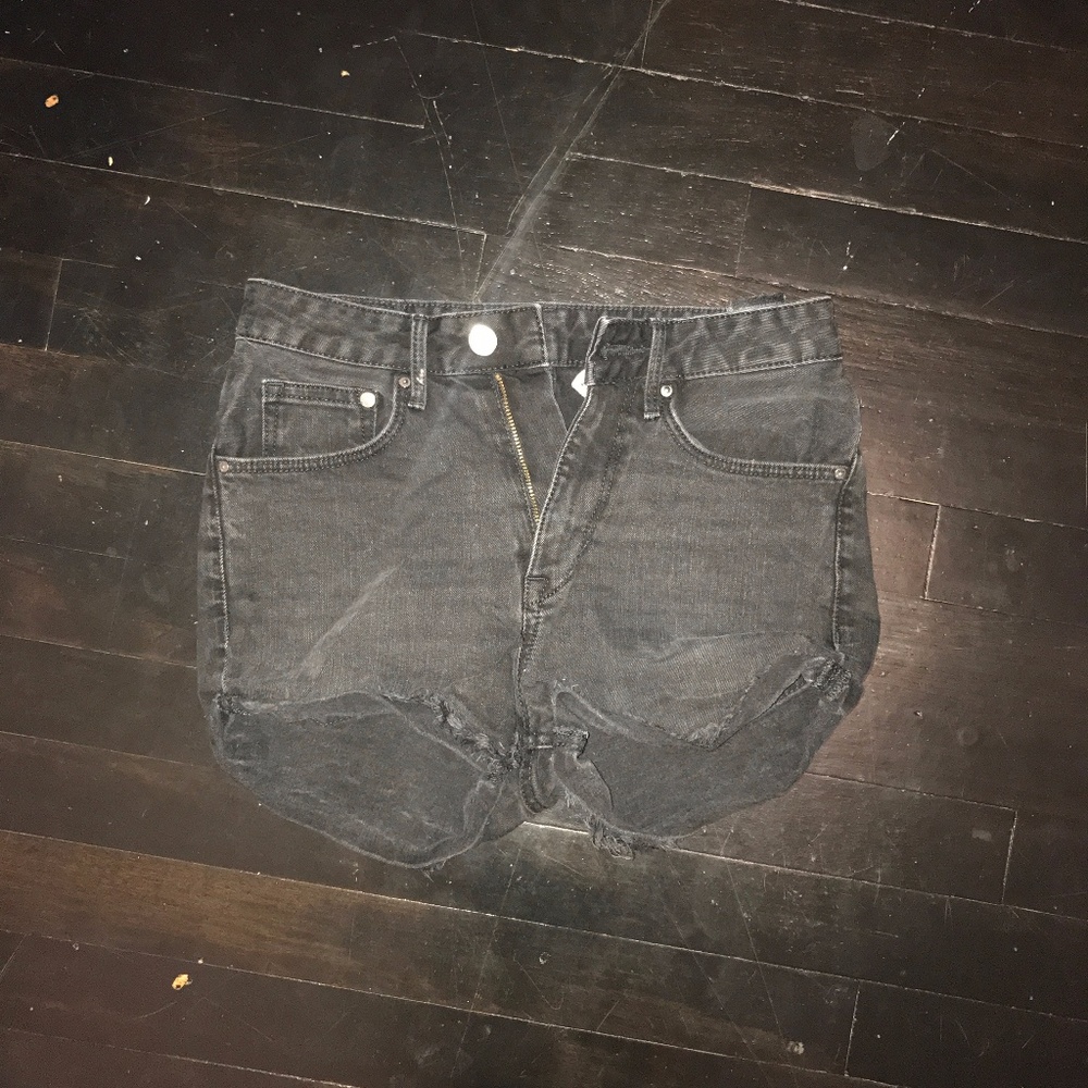 Black High Waisted Denim Shorts