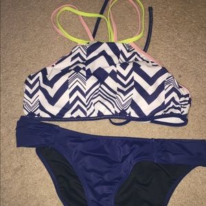 Strappy back high neck swimsuit