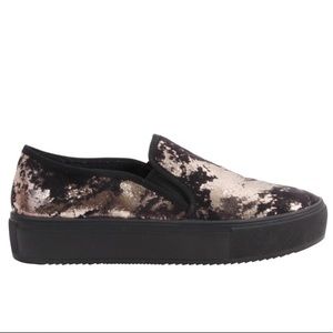 Black Gold Marble Slip-on Sneakers Vans Style