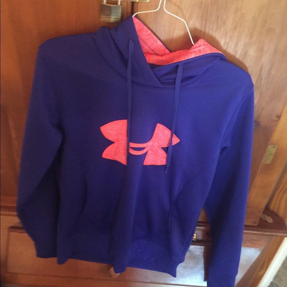 Blue and pink under armour hoodie sweatshirt
