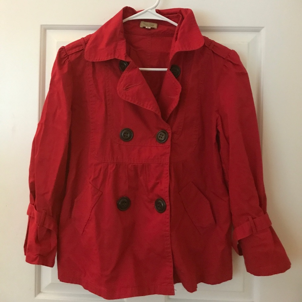 Red Button-Front Jacket