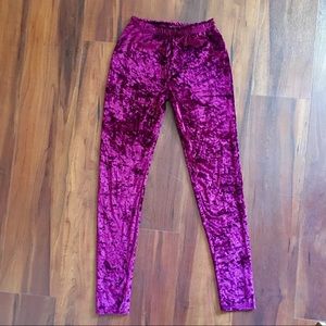 Wine Colored Crushed Velvet Leggings
