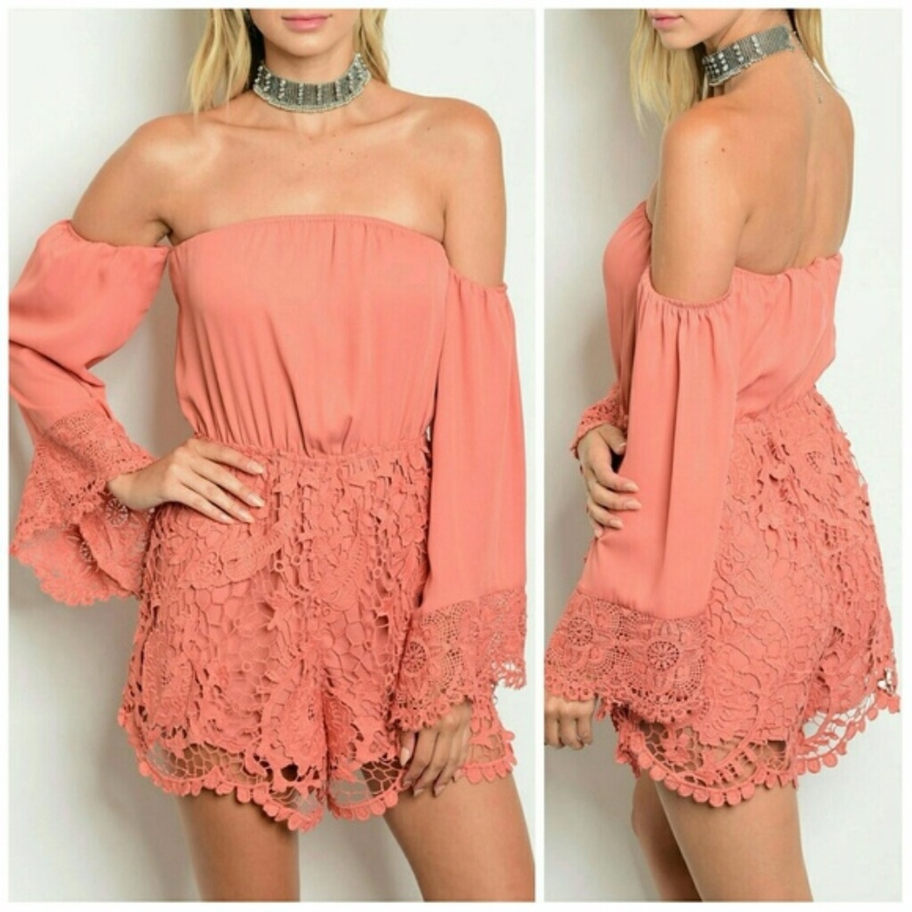 Rose off the shoulder romper