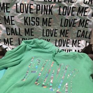 Mint green PINK hoodie with PINK Tote