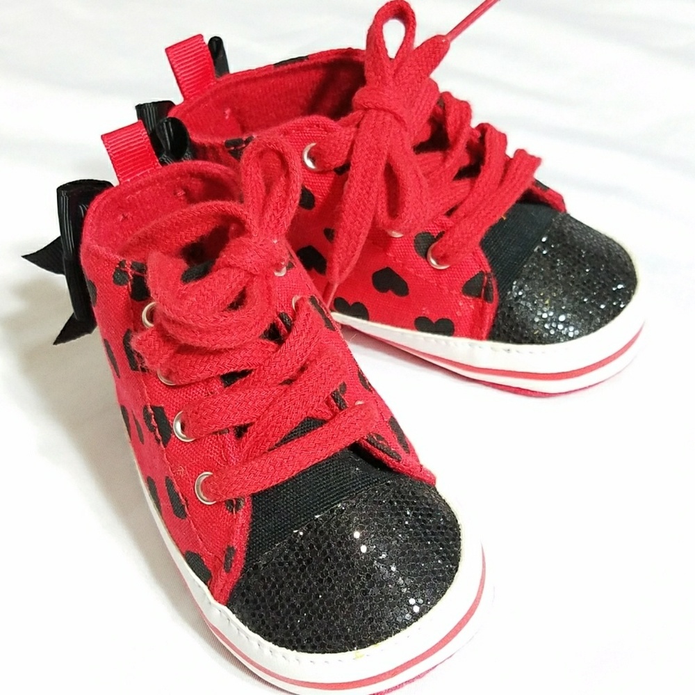 Awesome Red and Black Heart Girl Sneakers