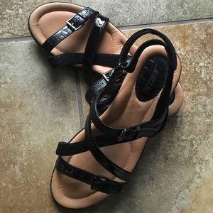 Black strappy sandals.