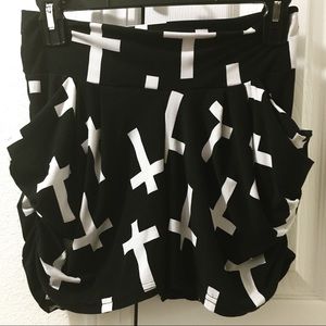 +Black and white cross shorts+