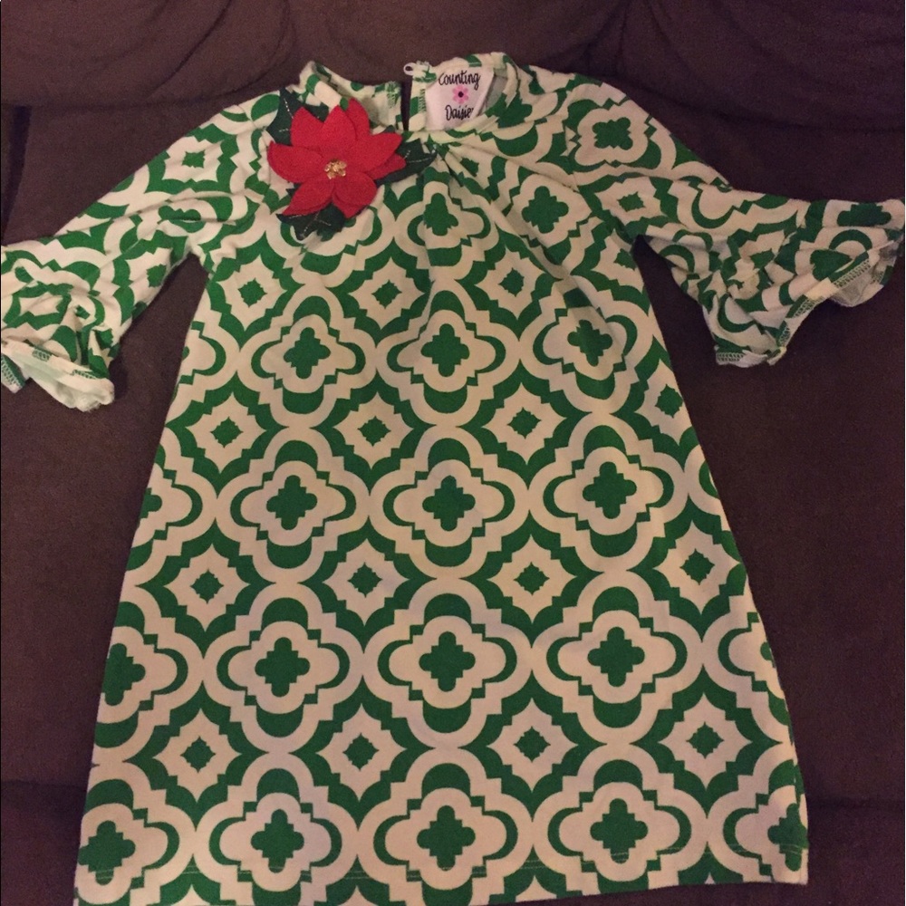 Counting daisies poinsettia holiday dress.