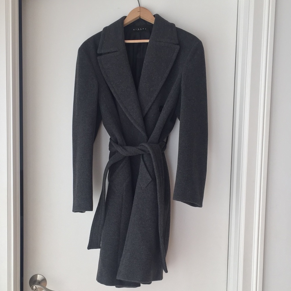 Sisley Double Breasted Gray Coat in wool
