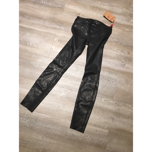 $750 True Religion Leather Casey Stretch pants 24 - Picture 5 of 8
