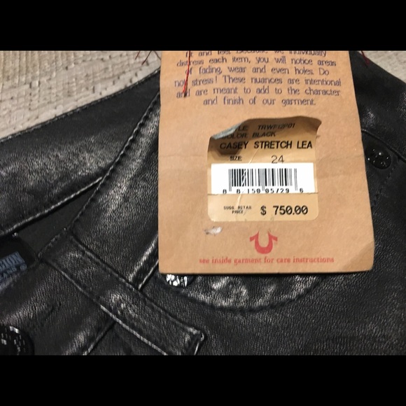 $750 True Religion Leather Casey Stretch pants 24 - Picture 7 of 8