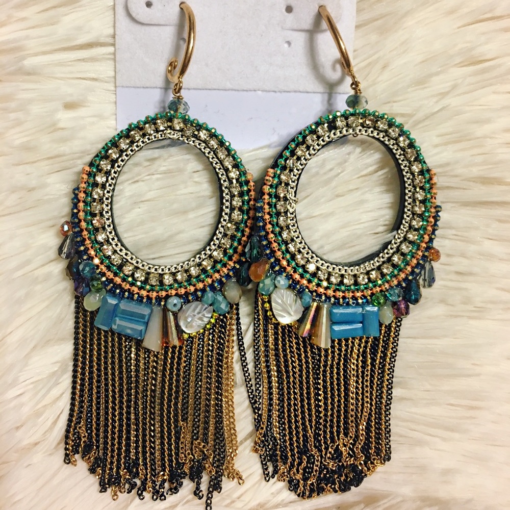 +Multicolored stone earrings, NEVER WORN+