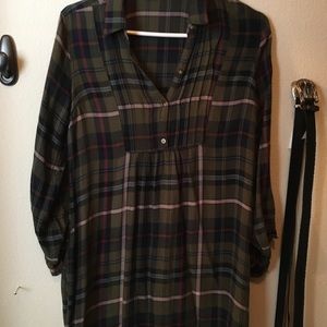 Plaid collard shirt dress