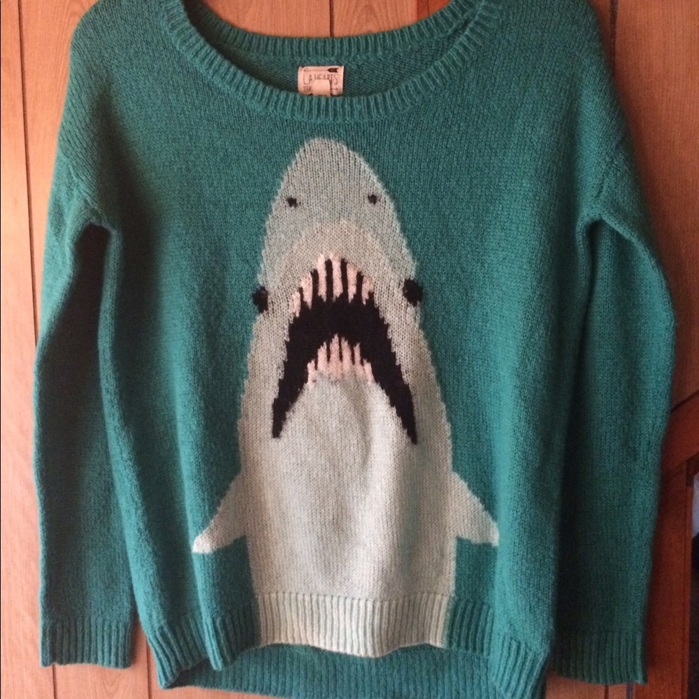 Swoop Neck Shark Sweater- LA Hearts
