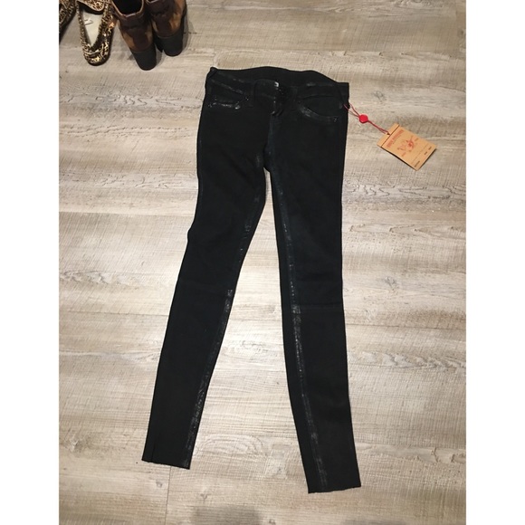 $750 True Religion Suede Leather leggings pants 24 - Picture 4 of 8