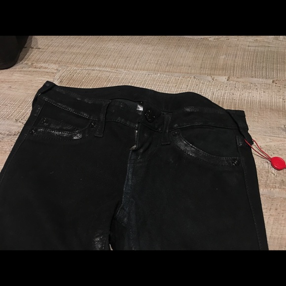 $750 True Religion Suede Leather leggings pants 24 - Picture 6 of 8