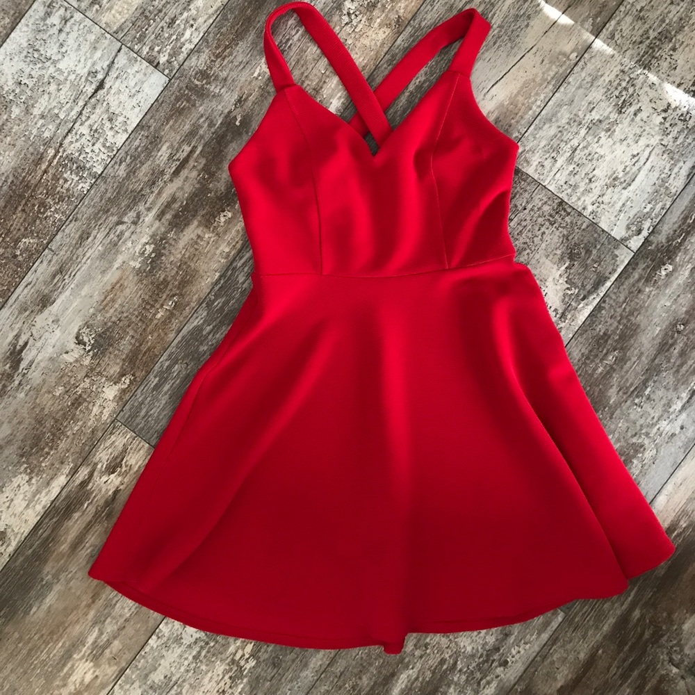 Cherry Red Skater Dress with Sweetheart Neckline