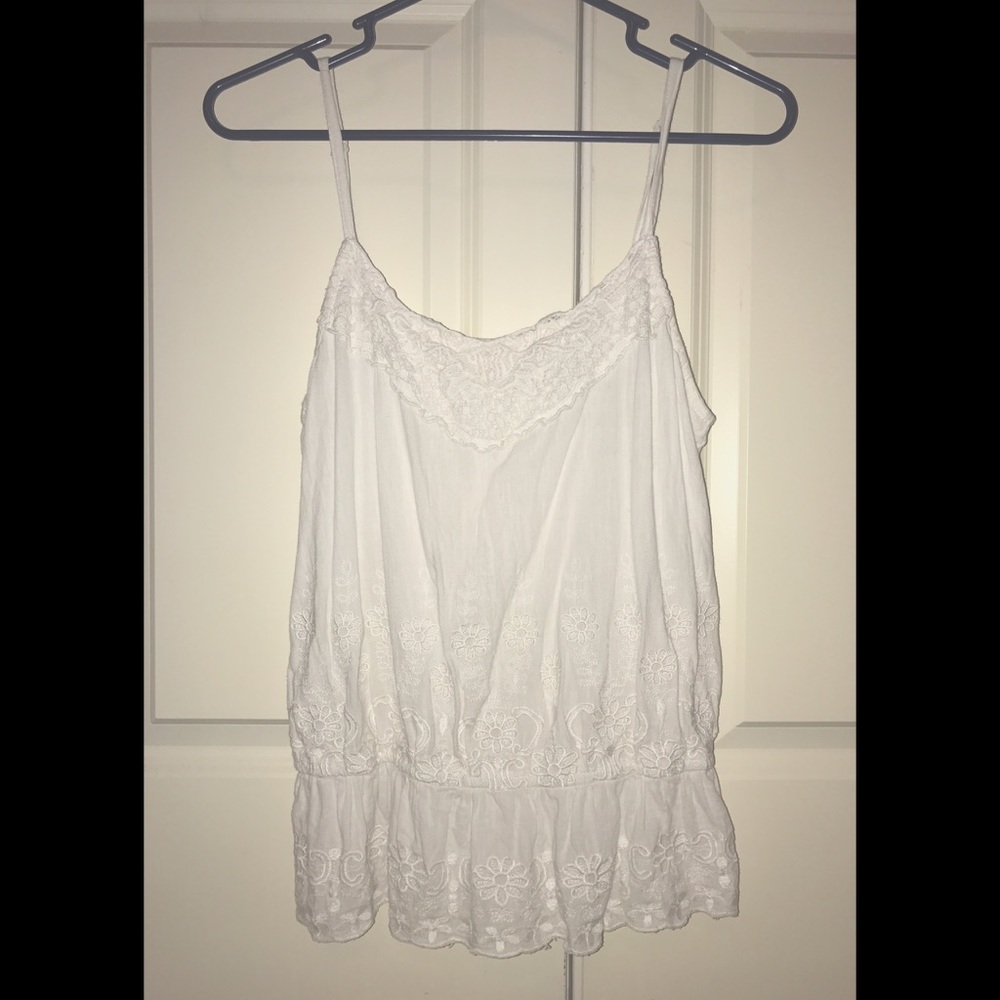 White Floral Tank Top