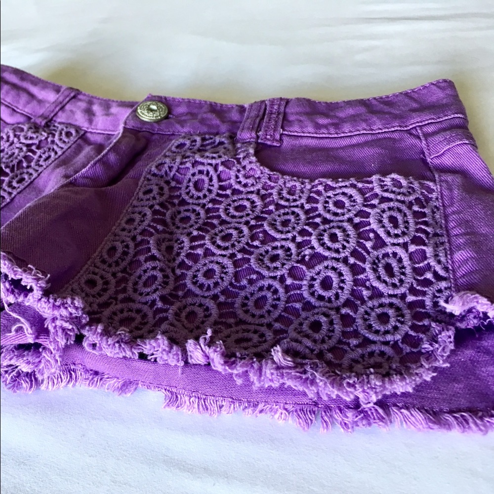 Purple Denim Shorts
