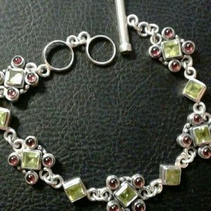 Vintage Sterling with Gemstones Toggle Bracelet
