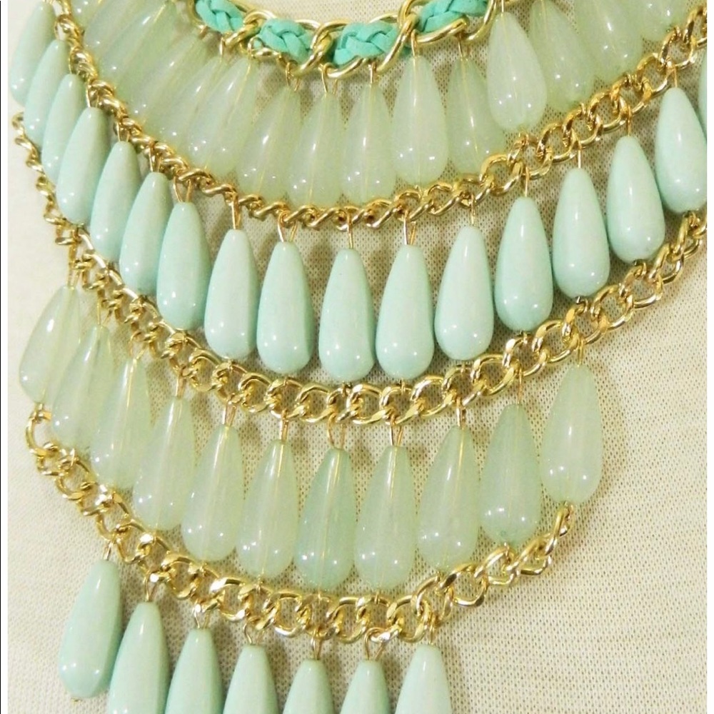 Brand New Large Acrylic Multi Layer Bead Mint Bib - Picture 2 of 4