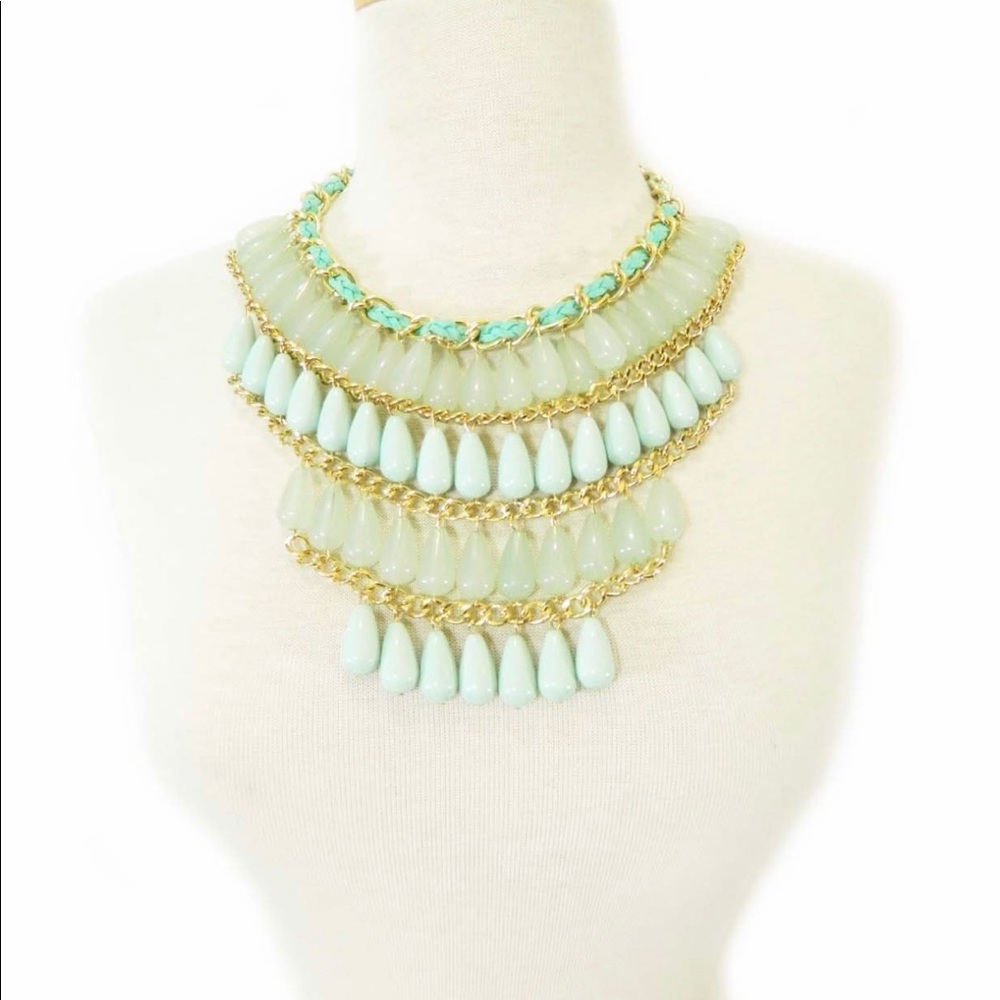 Brand New Large Acrylic Multi Layer Bead Mint Bib - Picture 3 of 4