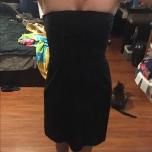 Theory black strapless dress