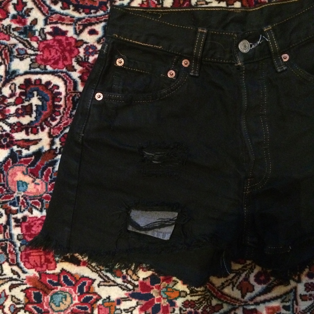 Levi's 501 Black High Waisted Shorts