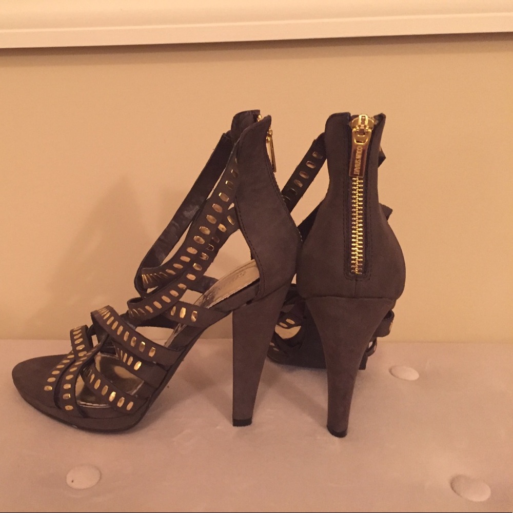 Colin Stuart grey studded heels