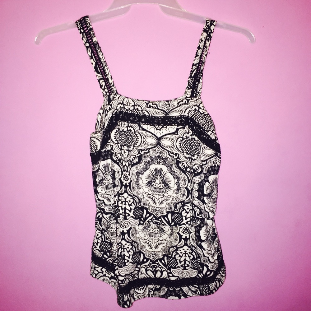 Black and white tribal floral blouse